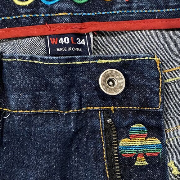 Coogi Jeans 40 X 34 Rainbow Colors Embroidery Dark Wash Denim - Picture 5 of 16